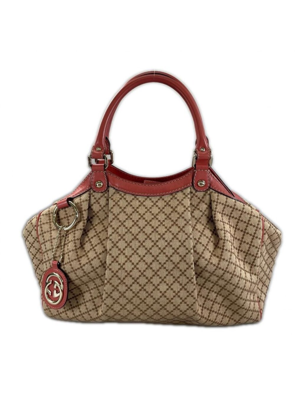 Gucci Diamante Handbag Canvas Leather Pink